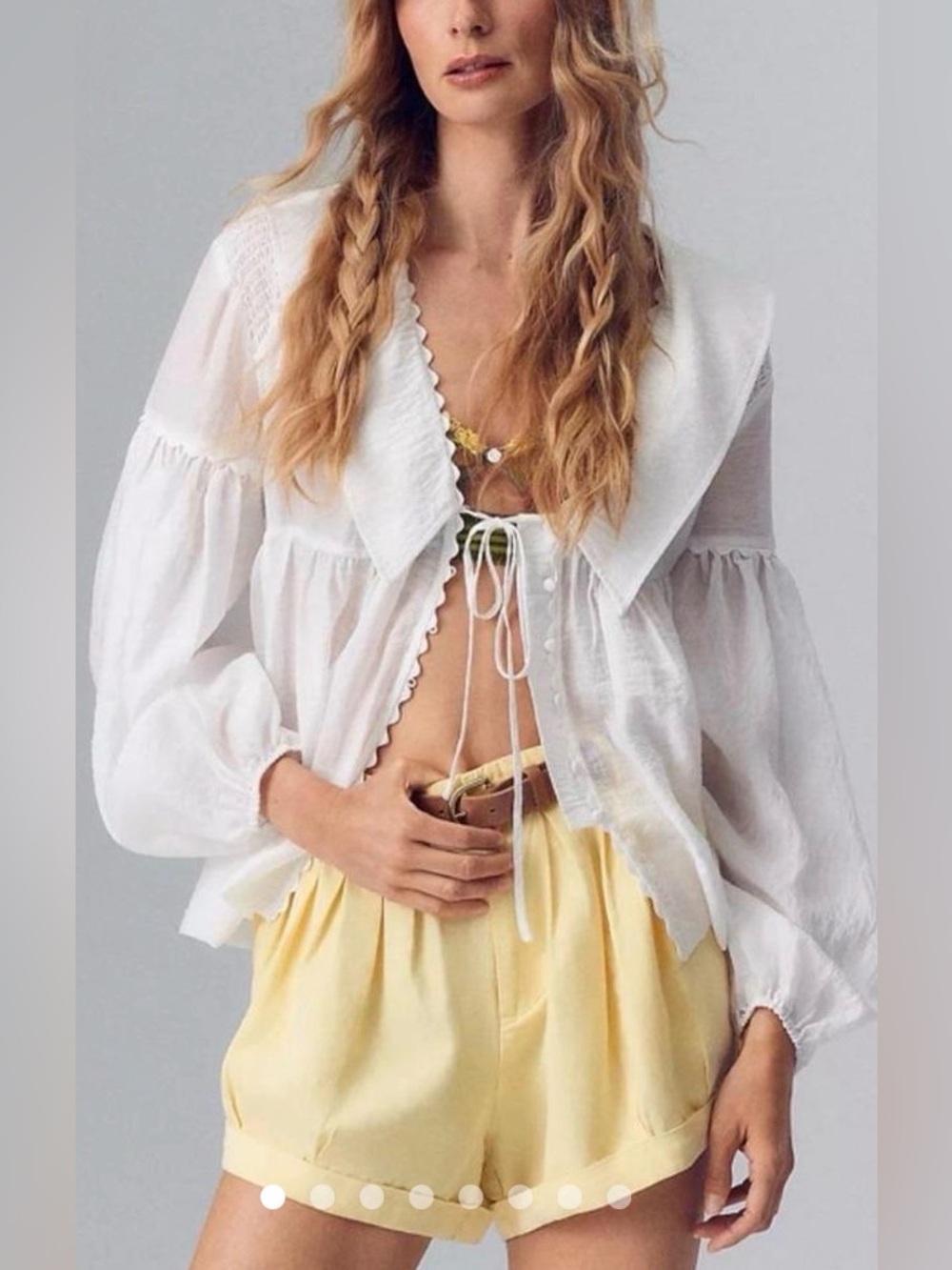 Anthropologie High-Waist Pleated Yellow linen blend Shorts